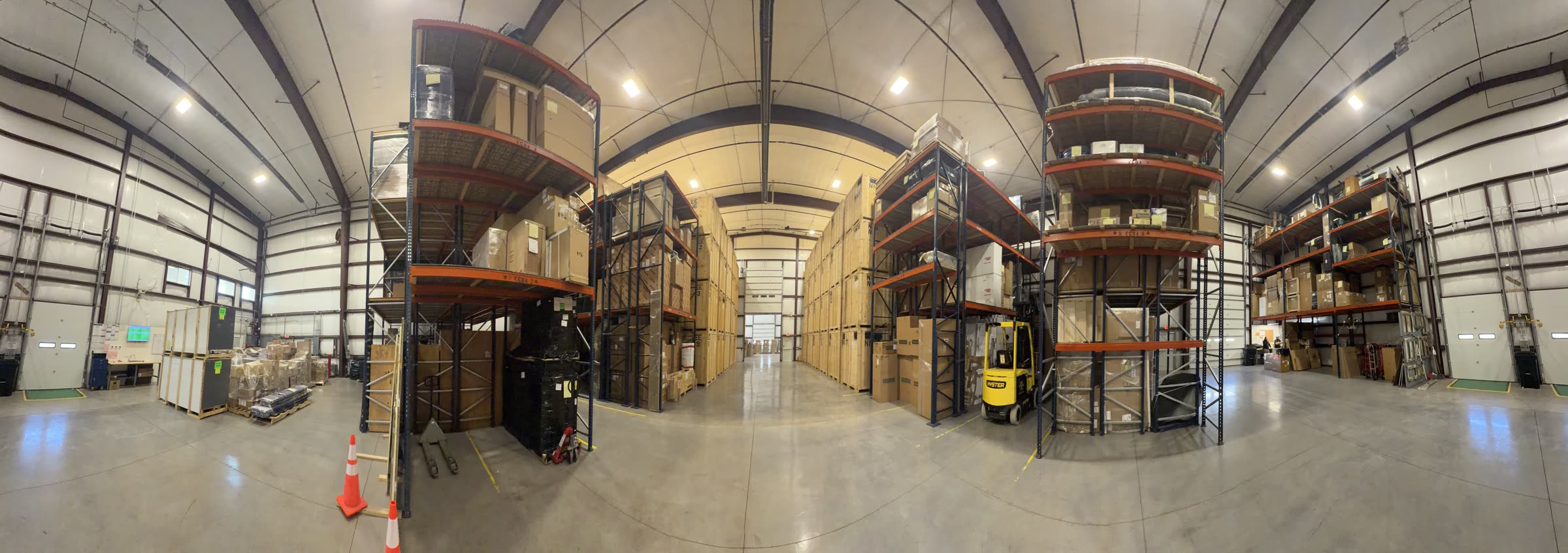 Panoramic view inside Double Diamond secure storage warehouse